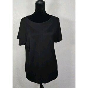 Tahari Top Women’s Size Small Black Short Sleeve Sheer Neck